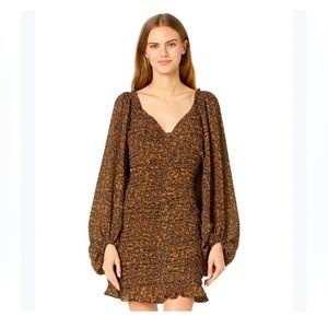 NWT Ted Baker Ruched Bodycon Dress, Brown Animal print, Size 3 (US 8-10)